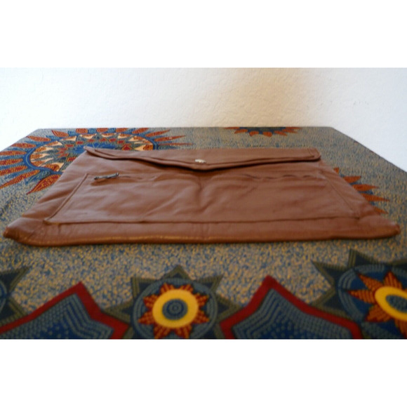 Vintage Brown Leather Envelope Strapless Unisex Clutch Bag 9" x 13" Boho Hippie - Picture 10 of 14